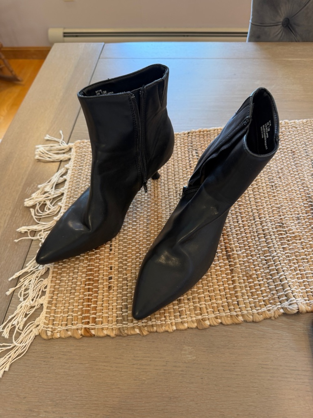 Rachel Zoe Black Pointed Toe Stiletto Ankle Boots with Side Zip